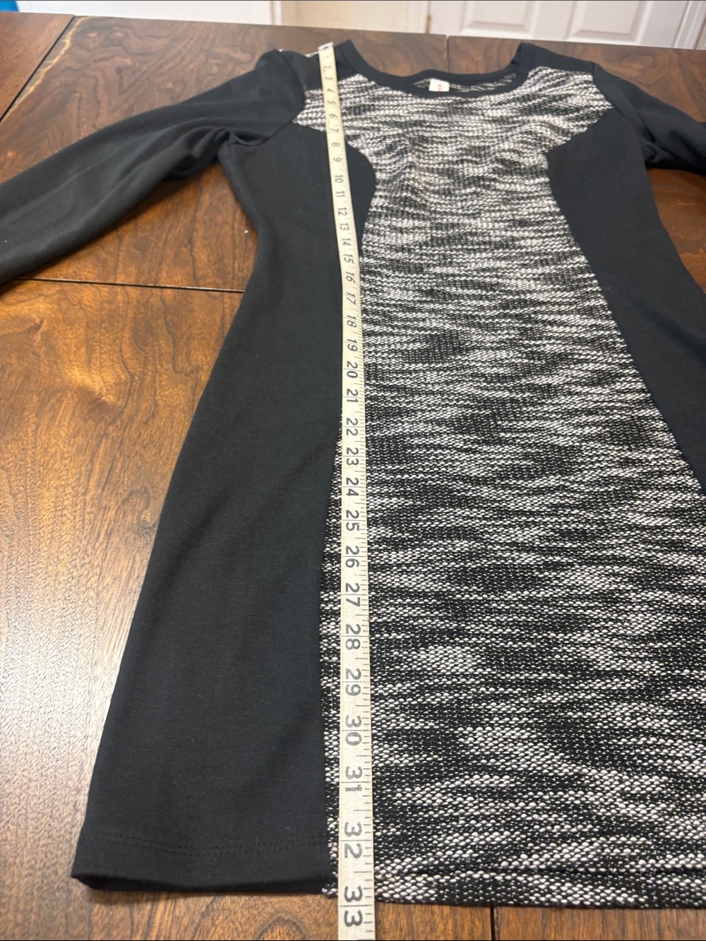 No Boundaries Black and Gray Long Sleeve Knit Panel Dress - Picture 5 of 6